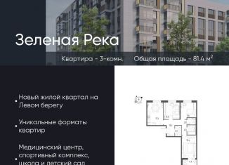 Продается 3-комнатная квартира, 81.4 м2, Омск, микрорайон Зелёная Река, 5