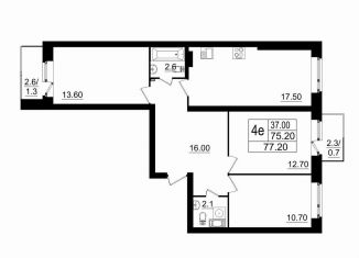 Продается трехкомнатная квартира, 73.8 м2, поселок Романовка, шоссе Дорога Жизни, 147к4