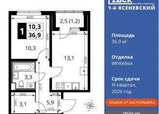 Продается однокомнатная квартира, 36.9 м2, деревня Румянцево, СНТ Гипрохим, 1Ас1