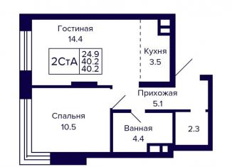 2-ком. квартира на продажу, 40.2 м2, Новосибирск, Красносельская улица