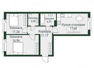 Продам 2-комнатную квартиру, 82.1 м2, посёлок Западный, Спортивная улица, 12