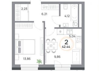 Продаю двухкомнатную квартиру, 42.4 м2, Красноярск, Октябрьский район