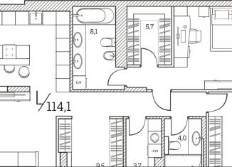 Продается 3-ком. квартира, 115.4 м2, Тюмень, Первомайская улица, 1Аблок2