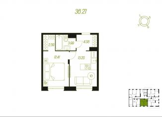 Продам 1-ком. квартиру, 36.3 м2, Тульская область