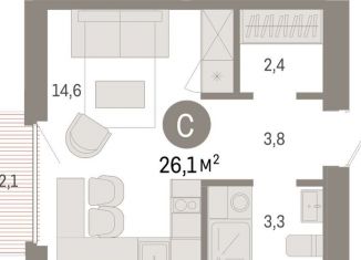 Продаю квартиру студию, 26.1 м2, Екатеринбург