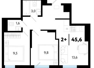 Продам 2-комнатную квартиру, 45.6 м2, Тюмень