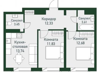 Продаю 2-комнатную квартиру, 66.4 м2, посёлок Западный, Спортивная улица, 12