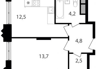 Однокомнатная квартира на продажу, 37.7 м2, Москва, метро Лесопарковая