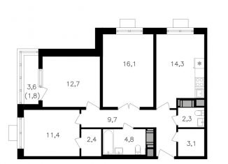 Продажа трехкомнатной квартиры, 78.6 м2, Москва, метро Октябрьское поле