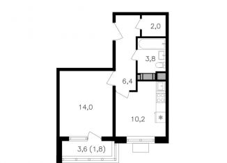 Продается 1-комнатная квартира, 38.2 м2, Москва, метро Октябрьское поле