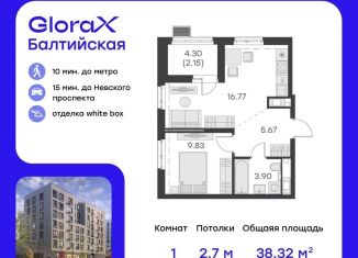 Однокомнатная квартира на продажу, 38.3 м2, Санкт-Петербург, метро Фрунзенская, улица Шкапина, 15