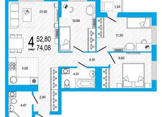 Продаю 4-ком. квартиру, 74.1 м2, Республика Башкортостан