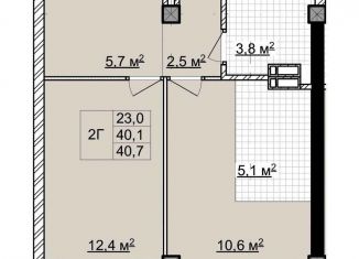 Продается 2-комнатная квартира, 40.7 м2, Томская область, улица Владимира Высоцкого, 8Д