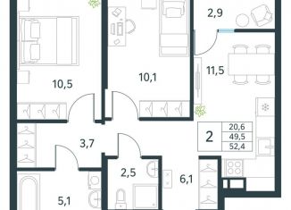 Продам 2-ком. квартиру, 52.4 м2, Забайкальский край