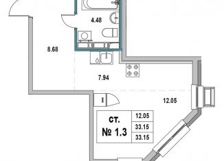 Продам квартиру студию, 33.2 м2, Выборг, 1-я Южная улица, 8