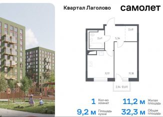 Продам 1-ком. квартиру, 32.3 м2, Ленинградская область, жилой комплекс Квартал Лаголово, 2