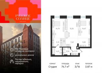 Продаю двухкомнатную квартиру, 74.7 м2, Новосибирск, Плановая улица, 60А