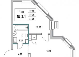 Продам 1-ком. квартиру, 37.4 м2, Ленинградская область, 1-я Южная улица, 8