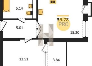 Продается 1-комнатная квартира, 39.8 м2, Воронеж, набережная Чуева, 7