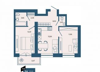 Продажа двухкомнатной квартиры, 54.7 м2, Пенза