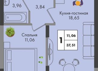 Продаю однокомнатную квартиру, 37.5 м2, Краснодар, улица имени Генерала Брусилова, 5лит1.2