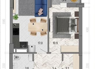 1-комнатная квартира на продажу, 41.8 м2, Воронеж, улица Фёдора Тютчева, 93/4, ЖК Микрорайон Боровое