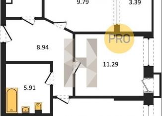 2-комнатная квартира на продажу, 54.9 м2, Воронеж, набережная Чуева, 7