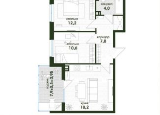 Продажа 2-комнатной квартиры, 56.8 м2, Краснодар