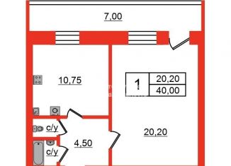 Продажа 1-ком. квартиры, 40 м2, Санкт-Петербург, метро Проспект Большевиков, проспект Пятилеток, 4к1