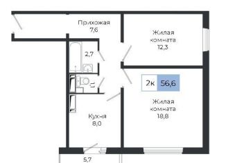 Продажа двухкомнатной квартиры, 56.6 м2, Красноярск