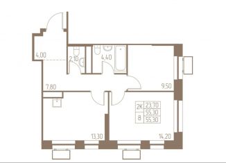 2-ком. квартира на продажу, 55.3 м2, Московская область