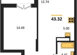 1-ком. квартира на продажу, 43.3 м2, Новосибирск, метро Золотая Нива