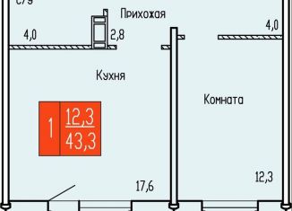 Продаю однокомнатную квартиру, 43.3 м2, Курган, район Рябково, улица Карбышева, 52к1