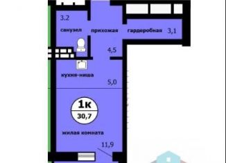 Продаю квартиру студию, 30.7 м2, Красноярский край, Вишнёвая улица