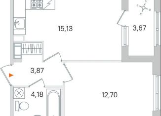 Продам 1-комнатную квартиру, 37.7 м2, Пушкин