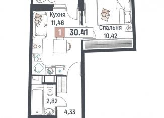 Продаю 1-ком. квартиру, 30.4 м2, Мурино