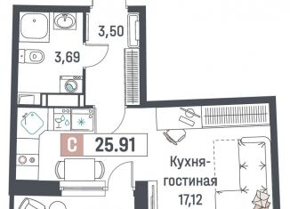 Продам квартиру студию, 25.9 м2, Мурино