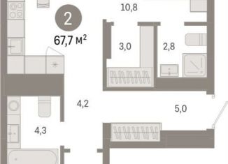 Продаю двухкомнатную квартиру, 67.7 м2, Тюменская область