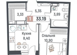 Продам 1-ком. квартиру, 33.2 м2, Мурино