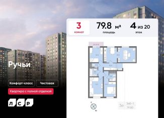 Продажа 3-ком. квартиры, 79.8 м2, Санкт-Петербург, метро Гражданский проспект