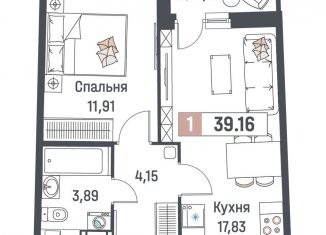 1-ком. квартира на продажу, 39.2 м2, Мурино