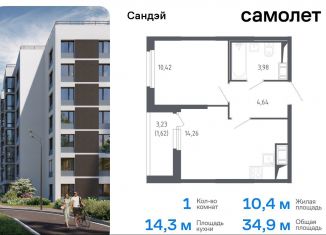 Продам 1-ком. квартиру, 34.9 м2, Санкт-Петербург, муниципальный округ Константиновское