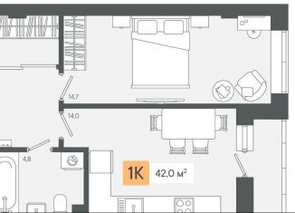 Продам 1-комнатную квартиру, 42 м2, Свердловская область