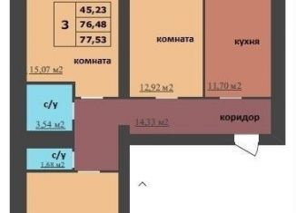 Продам трехкомнатную квартиру, 77.5 м2, Ярославль, Ленинградский проспект, 98/2, Дзержинский район