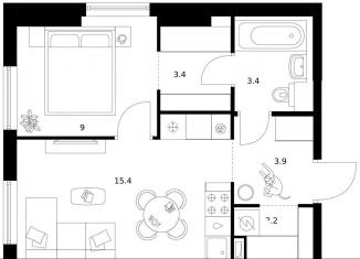 Продается 1-комнатная квартира, 37.3 м2, Москва, район Москворечье-Сабурово, Котляковская улица, 7/8