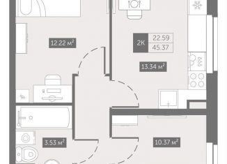 Продажа 2-ком. квартиры, 45.4 м2, Санкт-Петербург, Октябрьская набережная, 40к4