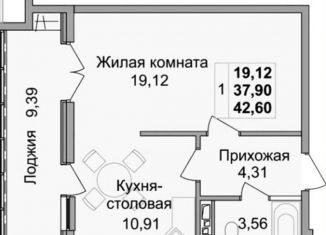 1-ком. квартира на продажу, 42.6 м2, Краснодар, улица Ленина, 90/1, микрорайон Центральный