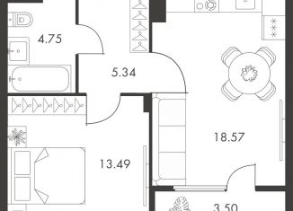 Продажа однокомнатной квартиры, 45.7 м2, Тула, Зареченский территориальный округ, улица Карпова, 103А