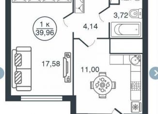 Продам однокомнатную квартиру, 40 м2, Тверь