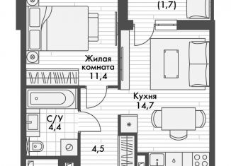 Продам 1-комнатную квартиру, 36.7 м2, поселок Октябрьский